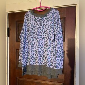 Large purple cheetah print sweater